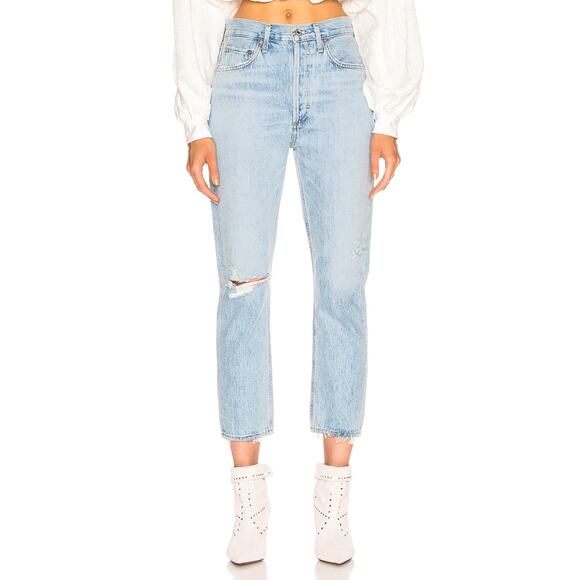 AGOLDE 27 Riley High Rise Straight Crop Jeans - Picture 1 of 8